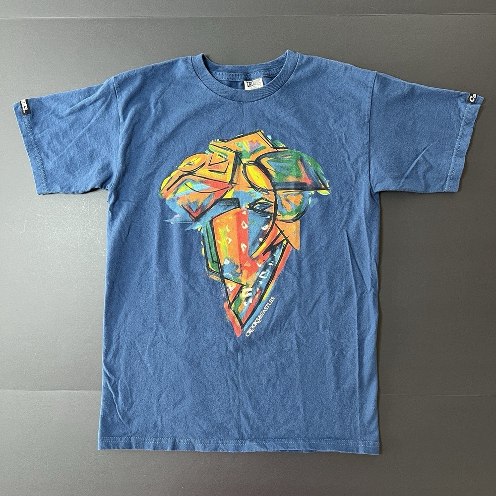 Crooks and Castles Medusa Mosaic Graphic T-Shirt Mens Small Blue Y2K Tee